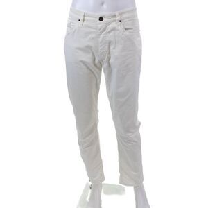 Teleria Zed Mens High Rise Cotton Straight Leg Pants White Size 35